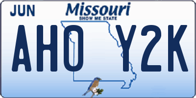 MO license plate AH0Y2K