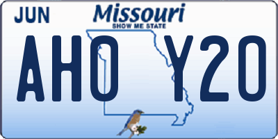 MO license plate AH0Y2O