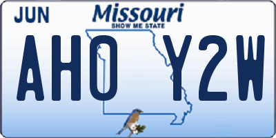 MO license plate AH0Y2W