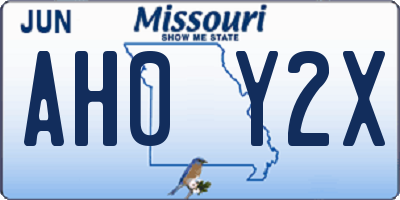 MO license plate AH0Y2X