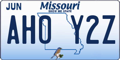 MO license plate AH0Y2Z