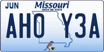 MO license plate AH0Y3A