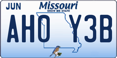 MO license plate AH0Y3B