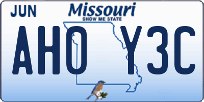 MO license plate AH0Y3C