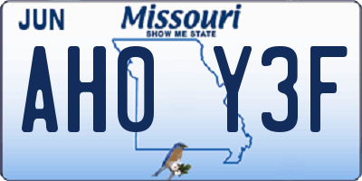 MO license plate AH0Y3F