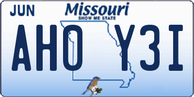 MO license plate AH0Y3I