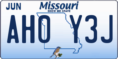 MO license plate AH0Y3J