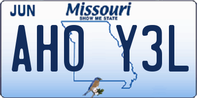 MO license plate AH0Y3L