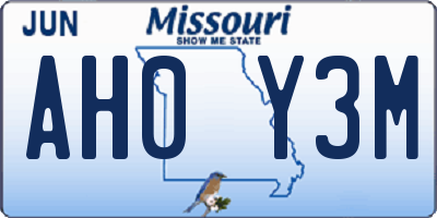 MO license plate AH0Y3M