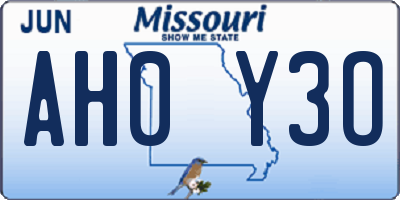 MO license plate AH0Y3O