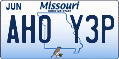 MO license plate AH0Y3P