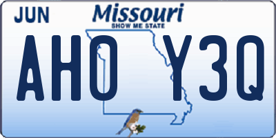 MO license plate AH0Y3Q