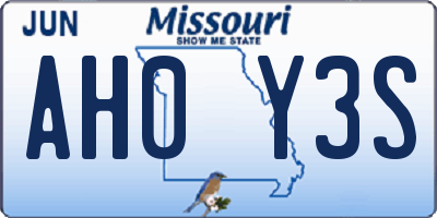 MO license plate AH0Y3S