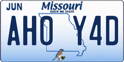 MO license plate AH0Y4D