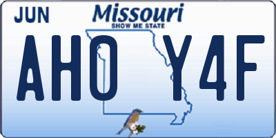 MO license plate AH0Y4F