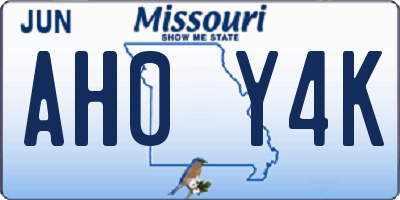 MO license plate AH0Y4K