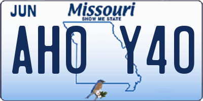 MO license plate AH0Y4O