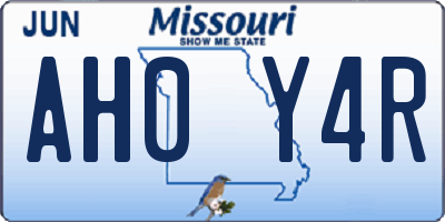 MO license plate AH0Y4R