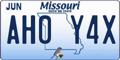 MO license plate AH0Y4X