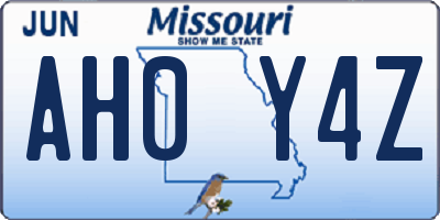 MO license plate AH0Y4Z