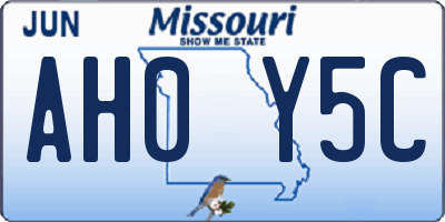 MO license plate AH0Y5C