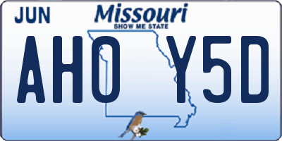 MO license plate AH0Y5D