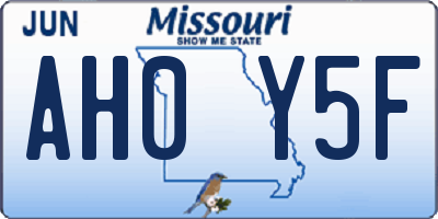 MO license plate AH0Y5F