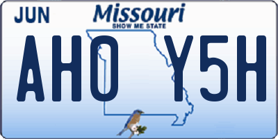 MO license plate AH0Y5H