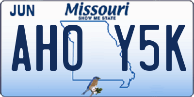 MO license plate AH0Y5K