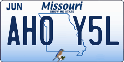 MO license plate AH0Y5L