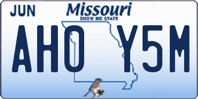 MO license plate AH0Y5M