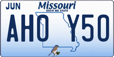 MO license plate AH0Y5O