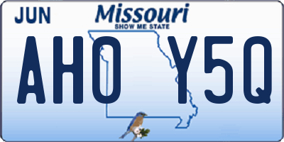 MO license plate AH0Y5Q