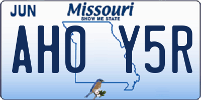 MO license plate AH0Y5R