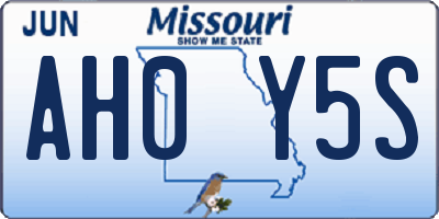 MO license plate AH0Y5S