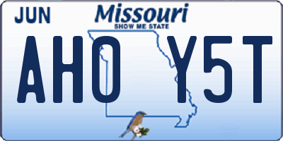 MO license plate AH0Y5T