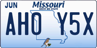 MO license plate AH0Y5X