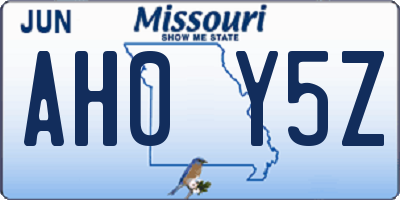 MO license plate AH0Y5Z