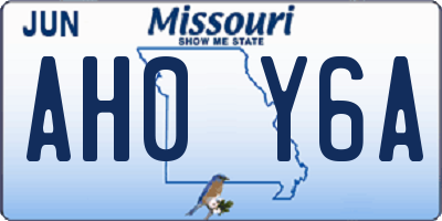 MO license plate AH0Y6A