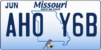 MO license plate AH0Y6B