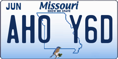 MO license plate AH0Y6D