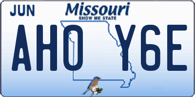 MO license plate AH0Y6E