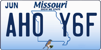 MO license plate AH0Y6F