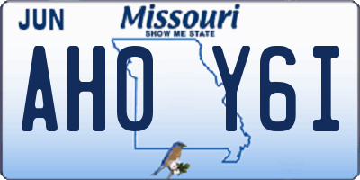 MO license plate AH0Y6I