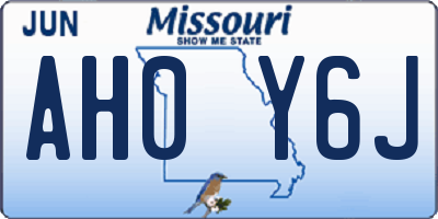 MO license plate AH0Y6J