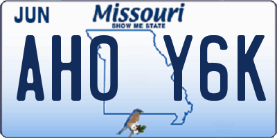 MO license plate AH0Y6K