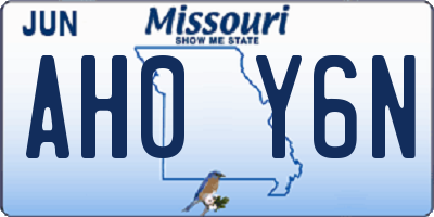 MO license plate AH0Y6N