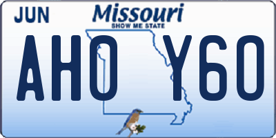 MO license plate AH0Y6O