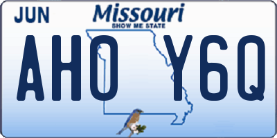 MO license plate AH0Y6Q