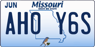 MO license plate AH0Y6S